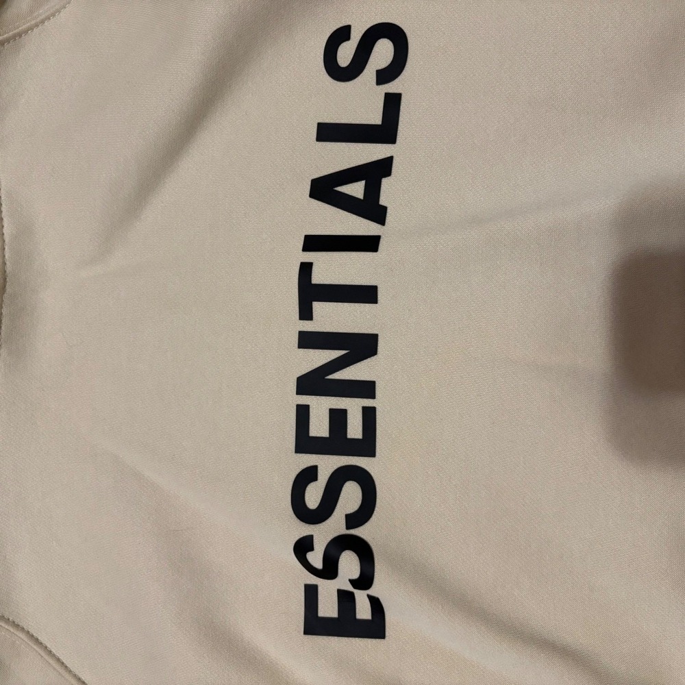 Fear of God Essentials Hoodie Beige Tan Logo Pullover Mens Size L Large - Picture 4 of 9